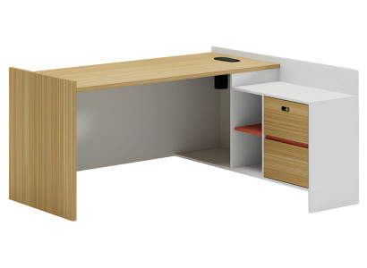 Modulaarinen kirjoituspöytä puuefektillä ja säilytystilalla sekä hyllyillä