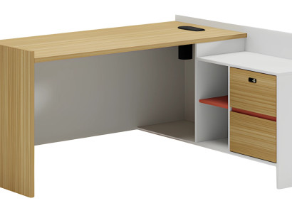 Modulaarinen kirjoituspöytä puuefektillä ja säilytystilalla sekä hyllyillä