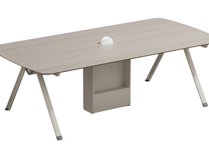 Moderni beige sohvatabletti, jossa on säilytys ja integroitu laatikko