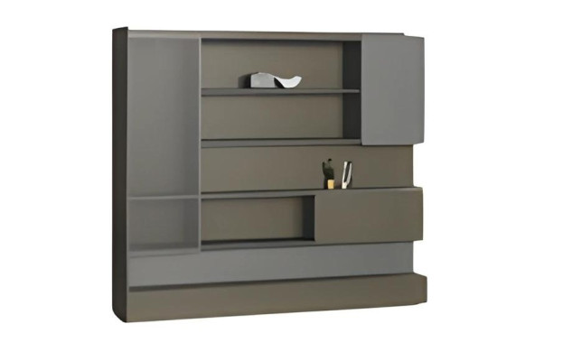 Moderni musta LED-toimistovalaisin säilytystilalla