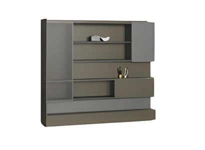 Moderni musta LED-toimistovalaisin säilytystilalla