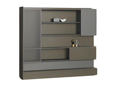 Moderni musta LED-toimistovalaisin säilytystilalla