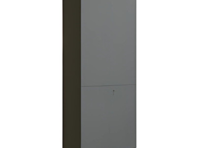 Moderni harmaa toimistokaappi lukollisilla ovilla