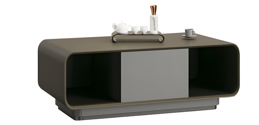 Moderni musta ja harmaa suunnittelukahvipöytä säilytystilalla