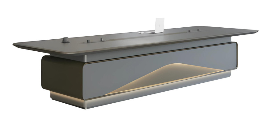 Ylellinen konferenssipöytä LED-valaistuksella harmaa