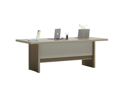 Tyylikäs beige ja harmaa pöytä suurella työskentelypinnalla