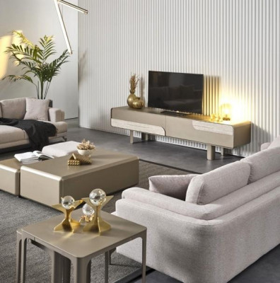 Moderni beige puutelevisiohuonekalu