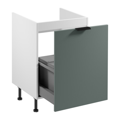 Valkoinen kaappi keittiön jätteiden lajitteluun