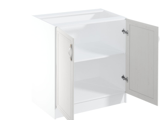 Liikkuva keittiöpöytä valkoisella pinnalla