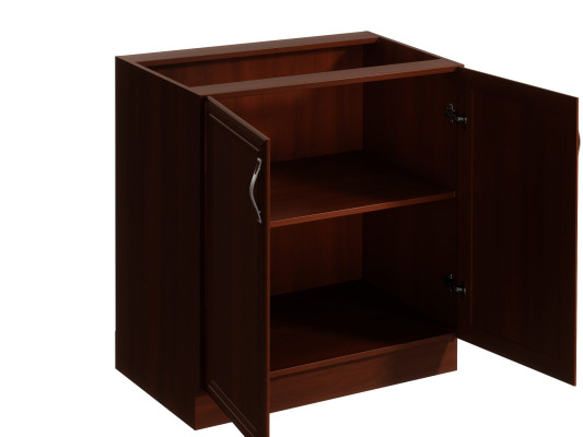 Liikuteltava keittiöpöytä työpinnan alla kaksilla ovilla