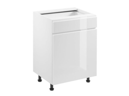 Liikkuva keittiö, jossa on laatikko ja kiiltävät hyllyt