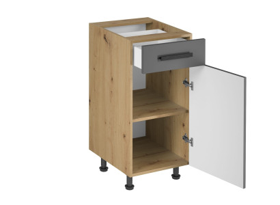 Keittiökaappi laatikoilla ja hyllyillä