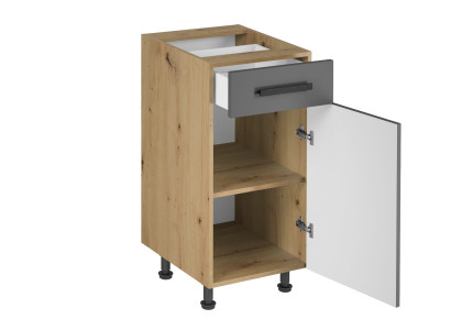 Keittiökaappi laatikoilla ja hyllyillä