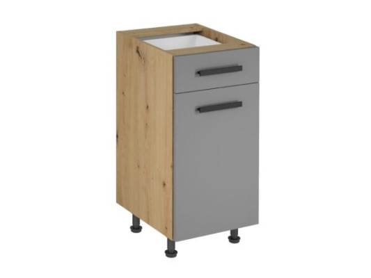 Kaapilla ja hyllyillä varustettu keittiökaluste