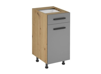 Kaapilla ja hyllyillä varustettu keittiökaluste