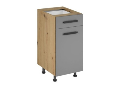 Kaapilla ja hyllyillä varustettu keittiökaluste