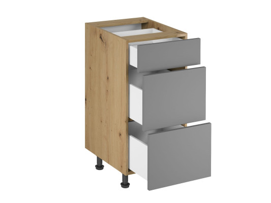 Keittiökaappi, jossa on 3 laatikkoa