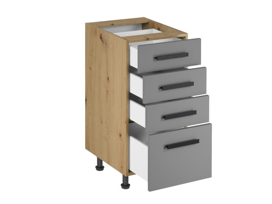 Itsenäinen keittiökaappi laatikoilla