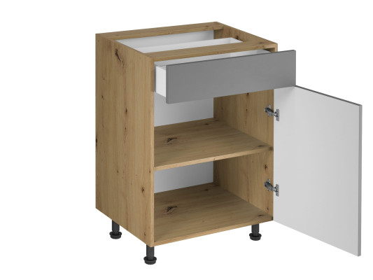 Liikkuva allaskaappi laatikoilla ja hyllyillä keittiöön