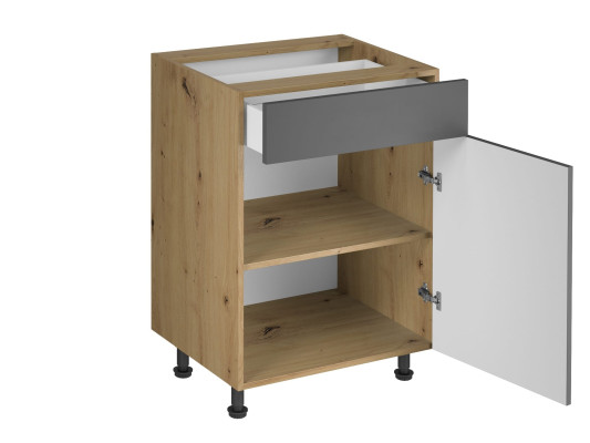 Liikkuva keittiöpöytä, jossa on laatikko ja 2 hyllyä