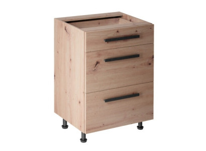 Liikkuva puukaappi laatikoilla