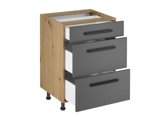 Komero, jossa on 3 laatikkoa keittiöön