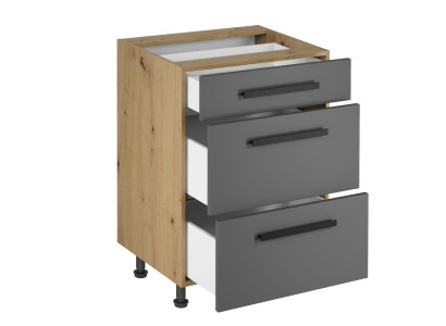 Komero, jossa on 3 laatikkoa keittiöön