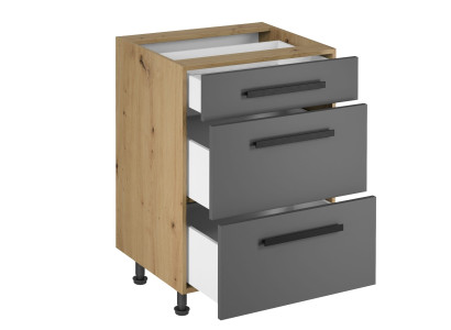 Komero, jossa on 3 laatikkoa keittiöön