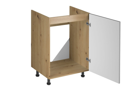 Harmaa liikkuva kaappi pesualtaan alla