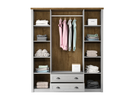 Kangaskaappi laatikoilla ja vaateripustimella