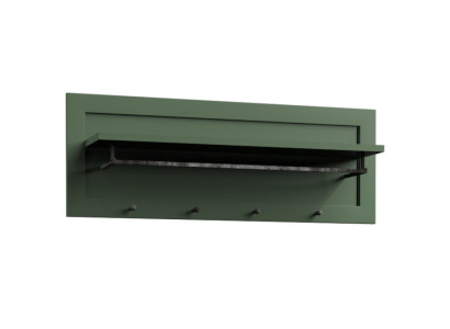 Seinäkiinnitteinen vaatekaappi hyllyllä ja vaateripustimella