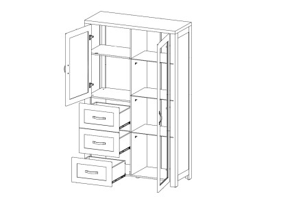 Tyylikäs ruskea puuvitrina modernissa tyylissä