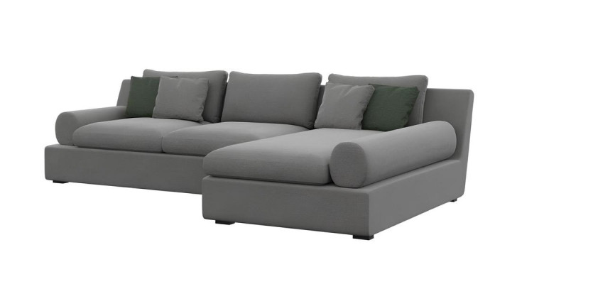 Esteettinen kulmasohva, jossa on muoto ja pehmeys kankaassa