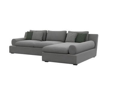 Esteettinen kulmasohva, jossa on muoto ja pehmeys kankaassa