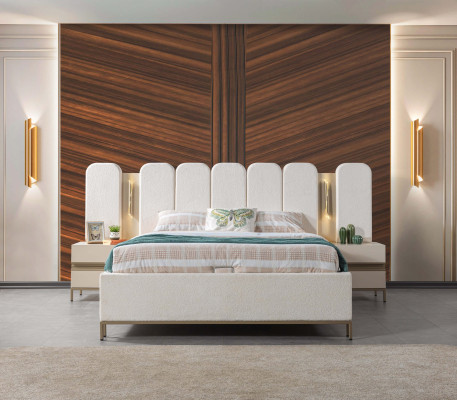 Verhoiltu sänky Nyt makuuhuoneeseen, 2 yöpöydän kanssa, 3 osan setti