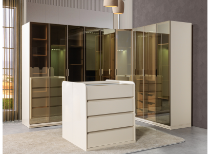 Moderni kulma-arkku ovalilla makuuhuoneeseen