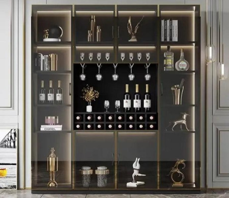 Tyylikäs musta viinikaappi kaksialueisella lämpötilansäätimellä