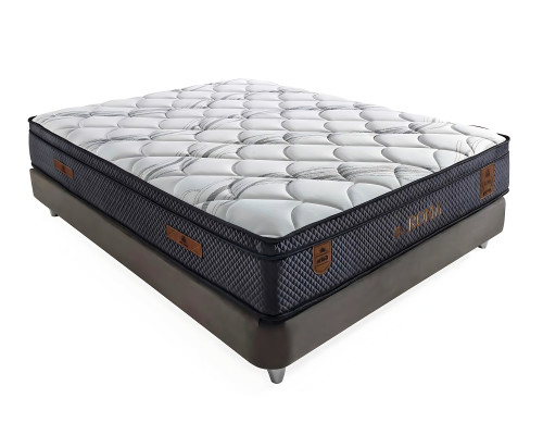 Moderni harmaa sänky tekstiili- ja puupatjalla