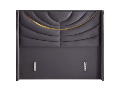 Tyylikäs harmaa sänky tekstiili- ja puupatjalla