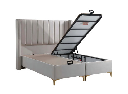 Tyylikäs sänky tekstiilipatjalla beigenä