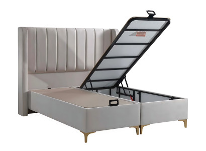 Tyylikäs sänky tekstiilipatjalla beigenä