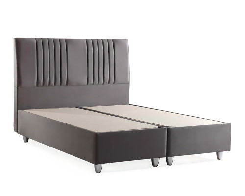 Harmaa tekstiilivuode modernilla patjalla