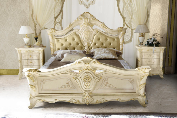 Klassinen sänky Luxury Chesterfield puinen makuuhuone Hotelli Barokki huonekalut Sängyt
