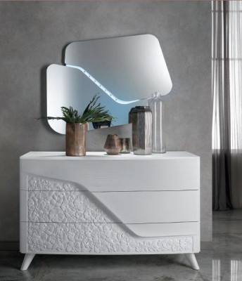 Luxus Set 2 kpl Lipasto Peili Lipastot Puinen Konsoli Moderni Design Valkoinen Uusi