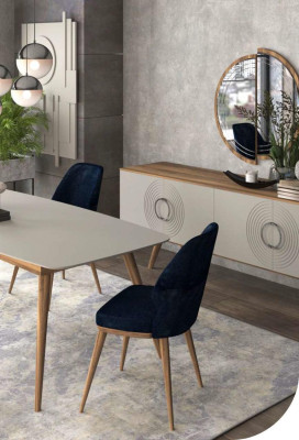 Sininen ruokailutuoli Luxus Modernit keittiömöbelit Designer Puumöbelit