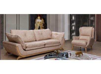 Beige istuimistojoukko Luxus-sohvat Designer-sohvat 3+1-istuttava huonekalut