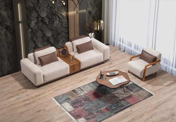 Beige Eksklusiivinen 2-paikkainen soohva Olohuoneen sohva Moderni kaksipaikkainen sohva