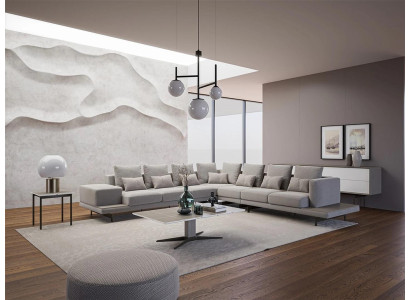 Olohuone Harmaa Upholsterointikalusteet Kulmasohva L-muotoinen Design Kahvipöytä Sivupöytä