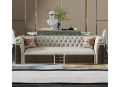 Sohva Kolme-istuttava Tyylikäs Moderni Chesterfield Nahka Sohvat