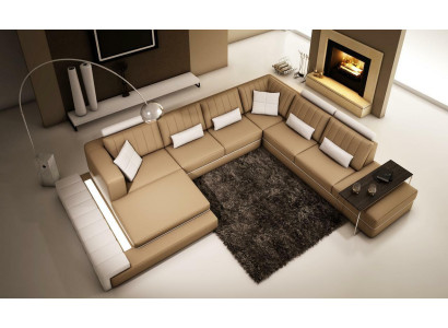 XXL Asuinalueen muotoilu Kulmasohva Pehmusteet Sofa Nahka Sofa Garnituuri
